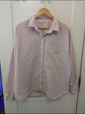 A New Day Pink Striped Button-Up Shirt Sz XXL